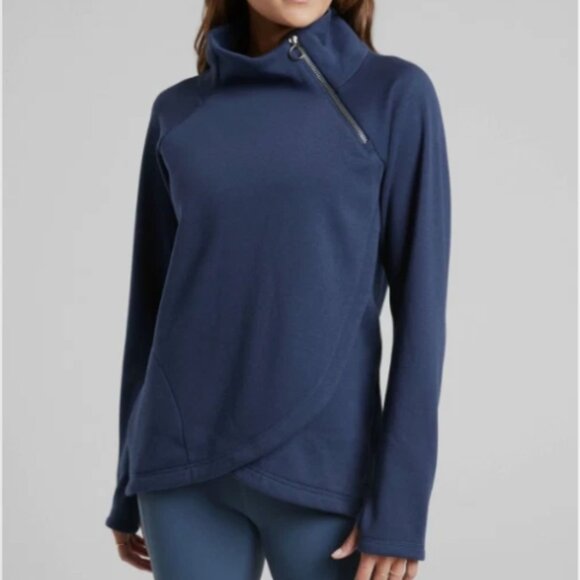 Athleta Cozy Karma Asym Pullover, Enchanted Blue SIZE L #383402 O1227H - Picture 1 of 4